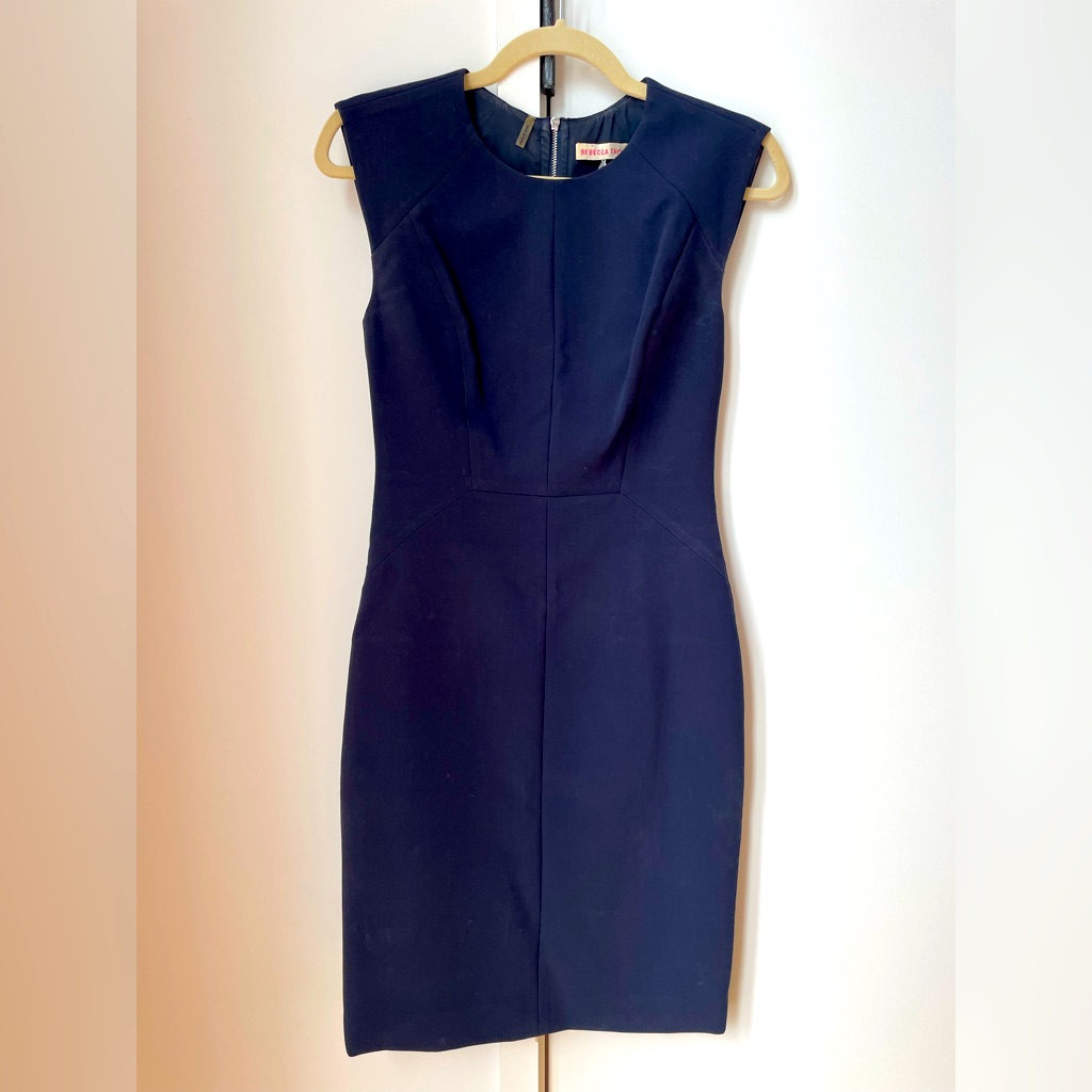 Rebecca Taylor Navy Seamed Shift Dress With Full Back Zip